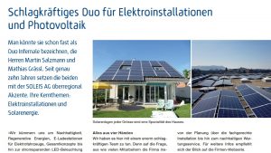 Presseartikel: Schlagkräftiges Duo für Elektroinstallationen und Photovoltaik